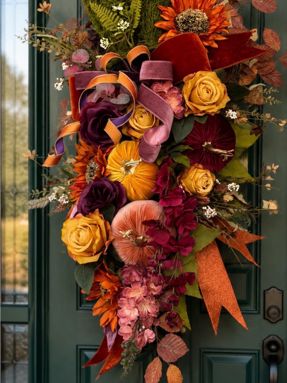 Autumn Harvest Door Swag - Multicolor Fall Floral Wreath
